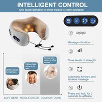 2025 vente chaude oreiller de Massage du cou SPA pétrissage profond Vibration Portable oreiller de voyage pour le soulagement de la douleur musculaire oreiller de voyage intelligent