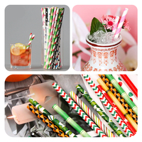 Pailles en papier imprimées colorées, tailles assorties, pailles à boire durables pour jus, sodas, smoothies, cafés, restaurants et fêtes