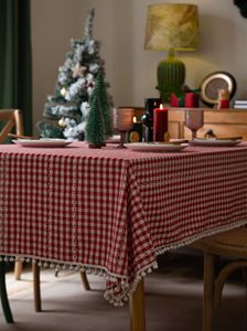 Table à manger rectangulaire 100% coton tissé <span class=keywords><strong>tissu</strong></span> résistant à l'huile teint uni motif géométrique Style moderne fête mariage décor à la maison - Product Image 6