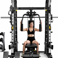 Máquina Smith con Power Rack y Cable Crossover, Equipo Multifunción para Gimnasio en Casa, Estación de Pesas para Sentadillas, Banco Ajustable