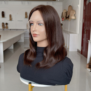 Dark Brown Glueless Body Wave Unprocessed Virgin Hair Lace Top Invisible Knots Wig for Women Curly Lace Frontal Human Hair Wig - Product Image 6