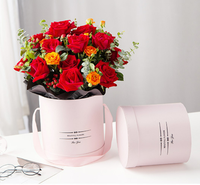 Boîte à fleurs rigide personnalisée en carton cylindrique, emballage de bouquet, boîte cadeau avec poignée, écologique, haut de gamme, pour fleurs fraîches, séchées ou préservées