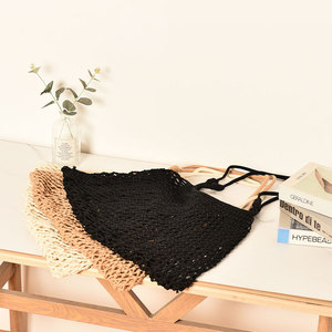 Sac de plage tressé fait main en corde de coton ajourée, style européen, forme coquillage, couleur unie, pour usage quotidien, Printemps 2026 - Product Image 1