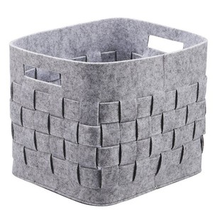 <span class=keywords><strong>Chine</strong></span> fournisseurs en gros panier de rangement tissé en tissu feutre rectangulaire plié à la main de haute qualité avec poignées - Product Image 2