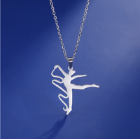 Collier pendentif danseuse de gymnastique en acier inoxydable plaqué or, ruban de gymnastique rythmique, collier pour fille, bijou cadeau pour danseuses