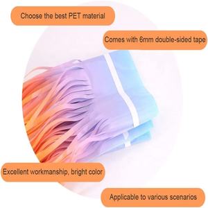 マカロンレインボーカーテン結婚式の背景壁ロマンチックなカラフルなストライプタッセル子供の誕生日パーティーの装飾レインボー - Product Image 4