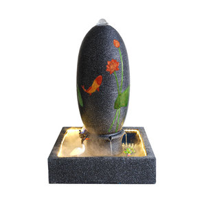 Fontaine à eau en résine peinte à la main avec lotus et poissons, décoration intérieure, cadeau pour la maison ou le bureau, artisanat artistique - Product Image 5
