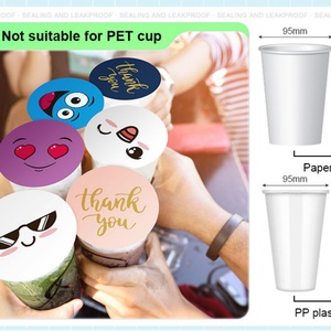 Film de scellage personnalisé avec logo imprimé pour gobelets en plastique PP et en papier, compatible avec les machines à sceller pour boba, eau, café froid, jus, soda - Product Image 3