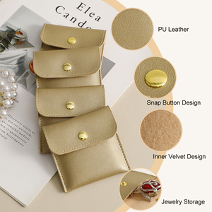 PUPPYSEW Wholesale 40pcs PU Jewelry Pouch Bag High Quality Leather Bag With Button Necklace Ring Earring Package Bag <b>NO</b> <b>Logo</b> - Product Image 3