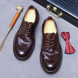 Zapatos Oxford Vintage de Estilo Británico para Hombre, Parte Superior de Cuero Genuino, Cierre Deslizante, Antideslizantes, Impermeables, con Patrón Floral, para Boda - Product Image 1