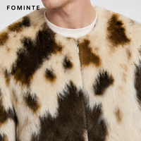 Veste de luxe pour homme en fausse fourrure imprimée vache, manteau d'hiver chaud et épais en peluche, streetwear tendance, en stock