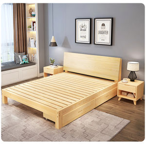 Zeitgenössische 1,8 m Doppelbett rahmen Moderne hölzerne Schlafzimmermöbel-Sets Massivholz gepolstert King Twin Keine Matratze enthalten - Product Image 6