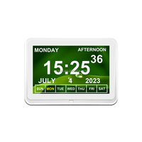 Jam Alarm kalender Digital tampilan LCD 10 inci, bahan lanjut usia 7 8 10 inci dengan tampilan LCD yang mudah digunakan dan pengingat pil