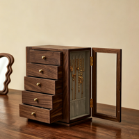 Vitrine à bijoux de luxe en noyer, organisateur de bijoux en bois, boîte à bijoux en bois avec clé