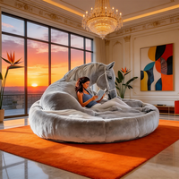 Cama de Peluche Gigante con Forma de Caballo, Sillón Puff Extra Grande con Forma de Animal, Sofá de Piel Sintética Gris de Lujo, Muebles Modernos Decorativos para el Hogar