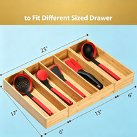 Organisateur d'ustensiles de cuisine, support extra long pour couverts, boîte de rangement pour couverts, séparateur de tiroir multi-usages