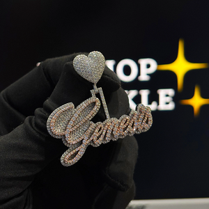 Personalized Custom <b>Name</b> Pendant with VVS Moissanite Stones Iced Out Hip Hop Jewelry Necklace Charm for Cuban Link <b>Chains</b> - Product Image 1