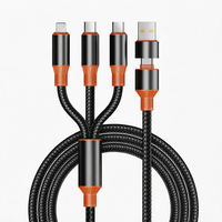 Câble de charge tressé en nylon 3 en 1 100W 6A Type C Charge rapide Câble de données pour téléphone portable Connecteurs Micro USB et USB C