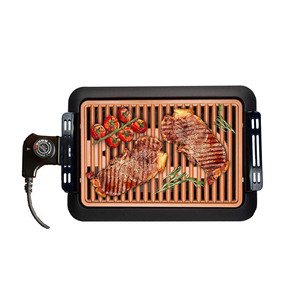 Poêle à griller électrique 32,3x27,3 cm, plaque de cuisson antiadhésive sans fumée pour barbecue d'intérieur, pour la cuisson de la viande et des légumes - Product Image 1