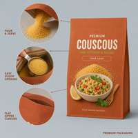 Sacs à couscous personnalisés imprimés, sachets refermables de qualité alimentaire pour l'emballage des grains de couscous, pour la cuisine et les salades, vente en gros