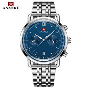 Montres à quartz pour hommes <span class=keywords><strong>ANANKE</strong></span>, étanches, bracelet en acier inoxydable, calendrier automatique, montre-bracelet de style business, montre pour homme AN40, Relogio Masculin - Product Image 1