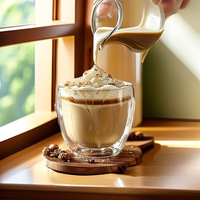 Ensemble de tasses à expresso en verre à double paroi isolées, capacité de 80 ml, design minimaliste, passe au lave-vaisselle, pour latte, cappuccino, chocolat chaud