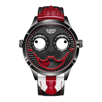 LIGE Unique Design Creative Wristwatch Hip-hop Style Clown Watches for Men Personality Quartz Waterproof Sports Joker Watch