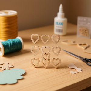 Accessorio in legno a forma di cuore ILAN 23x24mm 10 pezzi per lavori artigianali - Product Image 2