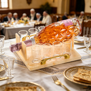 Juego de Copas de Vino y Vasos de Chupito de Acrílico de Lujo con Asa Dorada para Exhibición, Mesa Judaica, Shabbat, Rosh, Festividades - Product Image 5