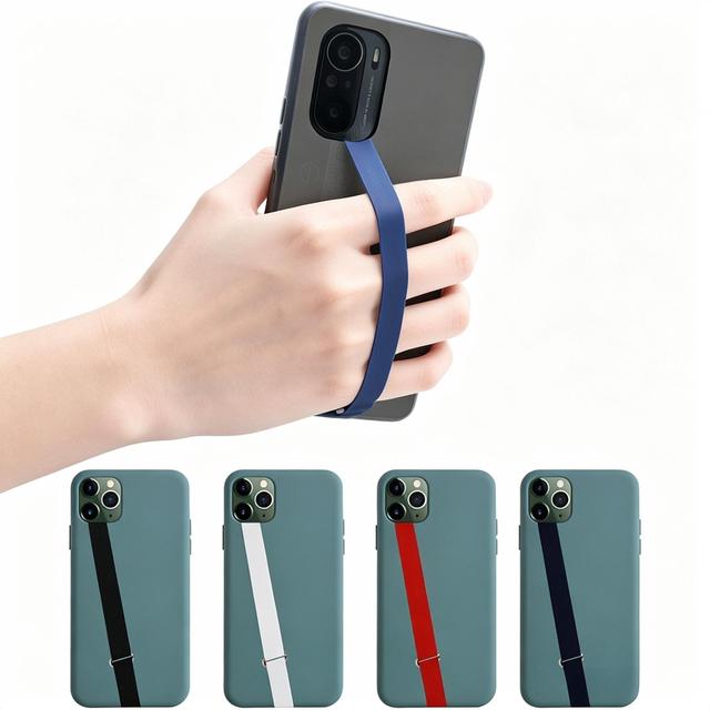 Custom Logo Phone Strap Ropes Silicone Grip Loop Wristband Finger Holder Soft Silicone Elastic Band Mobile Phone Holder