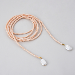 Collar Largo con Cuentas de Piedra Natural y Perlas Barrocas, Joyería DIY en Capas para Boutiques y Uso Diario - Product Image 5