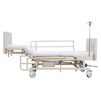 Lit médical manuel pour patient paralysé à domicile, 3 manivelles, lit de soins infirmiers à domicile avec toilettes
