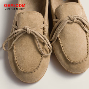 OEM Premium Soft Cashmere Suede Moccasins Comfortable Bow Tie Slip On Loafers Lightweight Flexible Gum Sole Casual Flat Shoes - Product Image 2