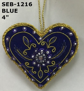 Beautiful Handmade Zari Embroidery Heart in Custom Christmas Hanging Ornament Shape Trusted Supplier Manufacturer's Zari Flower - Product Image 3