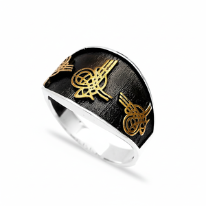 Ottoman Figures Tugra Design Authentic <b>Men</b> <b>Ring</b> Wholesale Turkish Handmade 925 Sterling <b>Silver</b> Jewelry <b>for</b> <b>Men</b> - Product Image 2