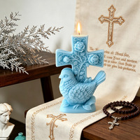 Bougie parfumée en forme de croix de Pâques et de colombe de la paix, cadeau de fête, décoration d'église, ornement, bougie artistique
