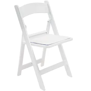 High Quality Vingli Padded Seat Outdoor Wedding Banquet White Plastic Resin Folding Dining Chairs