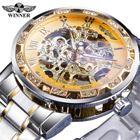 Montre-bracelet mécanique squelette de luxe pour homme, de marque supérieure, avec mouvement à engrenages lumineux, design royal et diamants transparents, style mode.