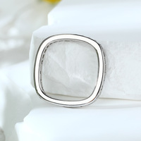 Bague carrée en argent sterling S925 pour femme, sertie d'un seul rang de zircons, plaquée rhodium, sertissage pavé, idéale pour mariage, fiançailles, anniversaire