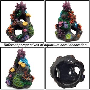 Paquete de 2 adornos de acuario de resina Premium, tanque de peces, escondite, cueva de montaña, Betta Reef Rock Cave, ornamento para ocultar peces - Product Image 4
