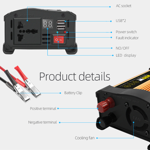 <span class=keywords><strong>Convertisseur</strong></span> de courant 300W à onde sinusoïdale modifiée 50Hz, double sortie, pour voiture/maison, de 12V CC à 220V CA - Product Image 3