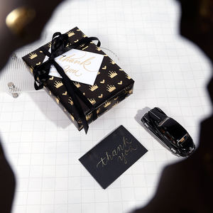 Wholesale 80g Birthday <b>Black</b> Gold Art <b>Paper</b> <b>Tissue</b> 43*300cm Gift Luxury Custom Packaging Wrapping <b>Paper</b> Roll - Product Image 2