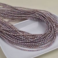 Perles d'eau douce naturelles violettes lavande à fort lustre de 3-3,5 mm, en vrac, mini perles pour la fabrication de bijoux DIY