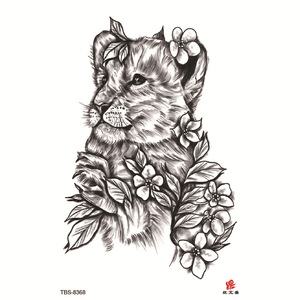 Autocollants de <span class=keywords><strong>tatouage</strong></span> de demi-bras imperméables temporaires d'<span class=keywords><strong>animal</strong></span> de forêt noire pour des hommes femmes enfants-comportant la conception de crâne de mort de loup de tigre - Product Image 4