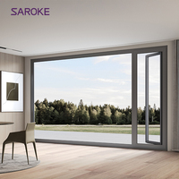 Porte d'entrée à battant SAROKE en aluminium à rupture de pont thermique, double vitrage, sécurisée, pour maison