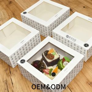 Custom FSC torta bianca con coperchio in PVC per finestra, laminazione opaca e stampa CMYK per ciambelle Brownie confezione per Dessert - Product Image 6