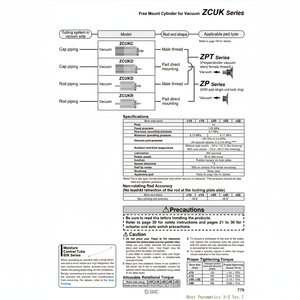 ZCDUKC16-30D de cylindre à montage libre SMC Pneumatics pour les applications sous vide - Product Image 1