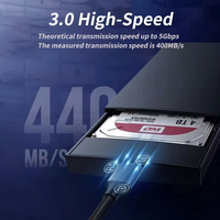 Kabel USB 3.0 ke Micro B 5Gbps Transfer Data 2A Pengisian Cepat Kabel PVC Paduan Aluminium untuk Penyimpanan Eksternal Komputer