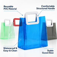 Sac fourre-tout en PVC translucide coloré avec poignée carrée, idéal pour l'emballage cadeau, sac de vente au détail étanche pour boutique, personnalisable avec logo OEM