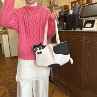 Bolso de Lona con Diseño de Gatito de Dibujos Animados, Lindo y Adorable, Bolso de Hombro para Mujer, Estudiante, de Capacidad Media, para Compras, con Cierre Abierto, para Uso Diario